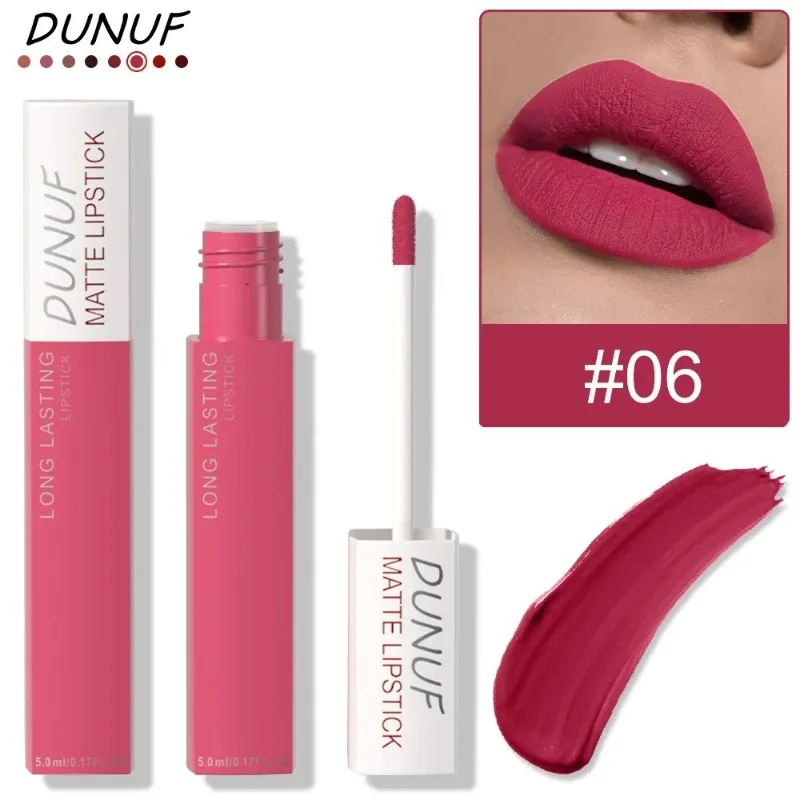 Matte Lippenstifte Nicht Klebend Roter Nude Wasserfester Langanhaltender Flüssiger Lipgloss Samt-Finish Verblassungsresistent Lip Tint Make-up – Detail 14