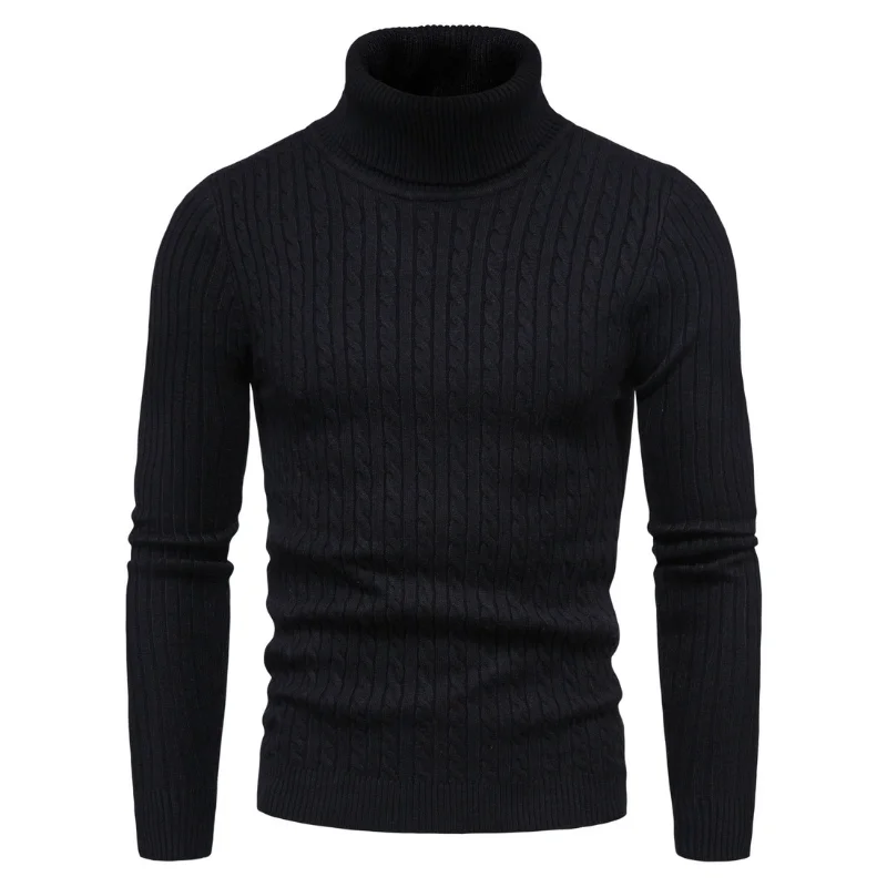 

Men Winter Black Turtelneck Sweaters Good Quality Men Slim Fit Elastic Pullovers Sweaters New Male Solid Casual Sweaters SizeXXL