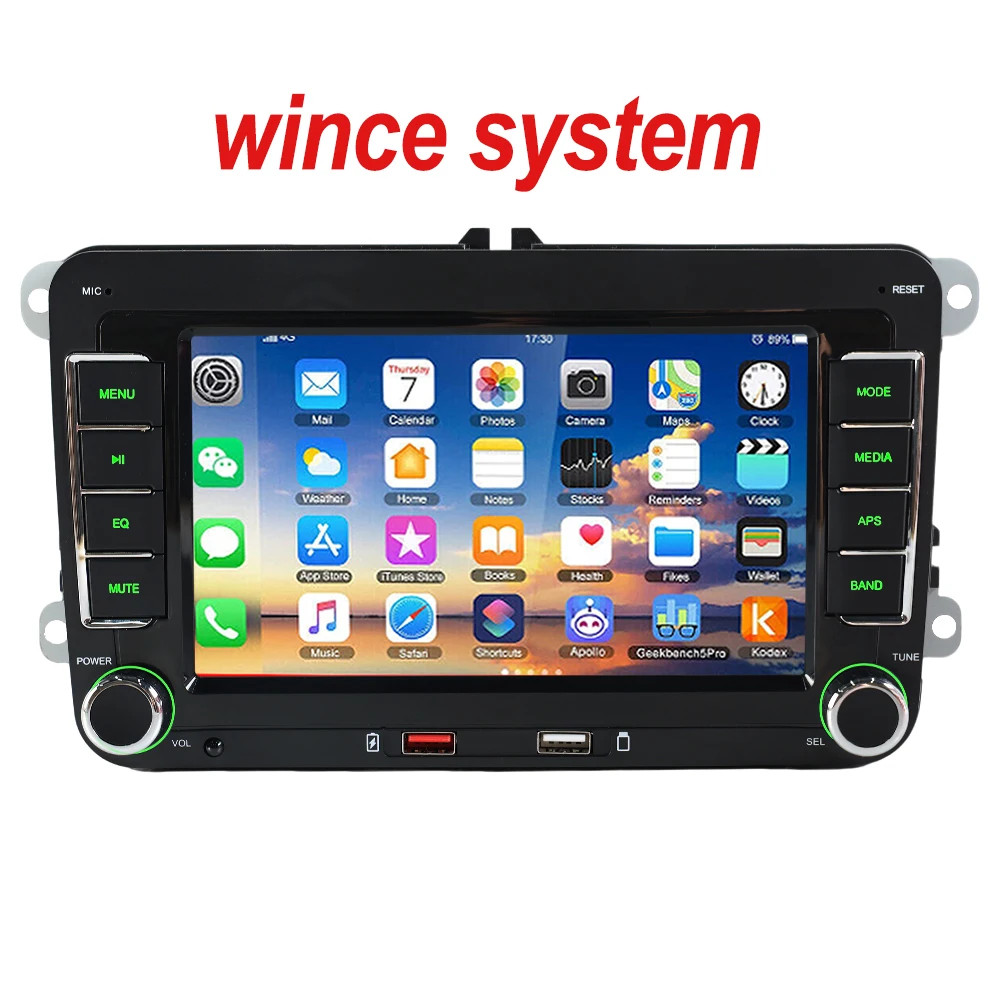 ESSGOO 7" Wince Autoradio mit Wireless Carplay und Android Auto für VW Golf 5 6 Polo T5 Touran Passat Seat Skoda BT USB AM Mirror Link
