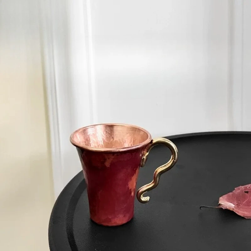 Vintage Hand Hammered Copper Cup,British Retro Flared Tumbler,High Beauty Home Pub Drinkware, Polished Pure Metal Tea Coffee Mug
