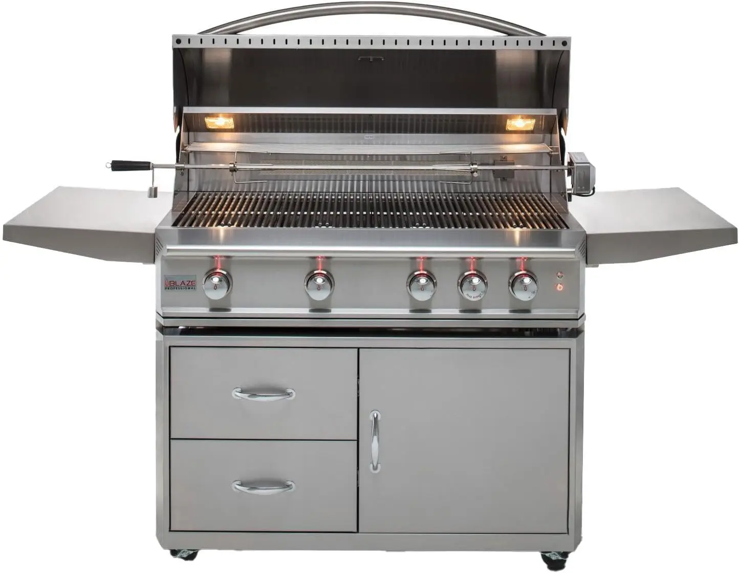 Professional 44-Inch Built-In Outdoor Kitchen BBQ Grill, 4-Burner Natural Gas NG with Rear Infrared Burner, Stainless Steel, Ideal for Outdoor Cooking & Entertaining