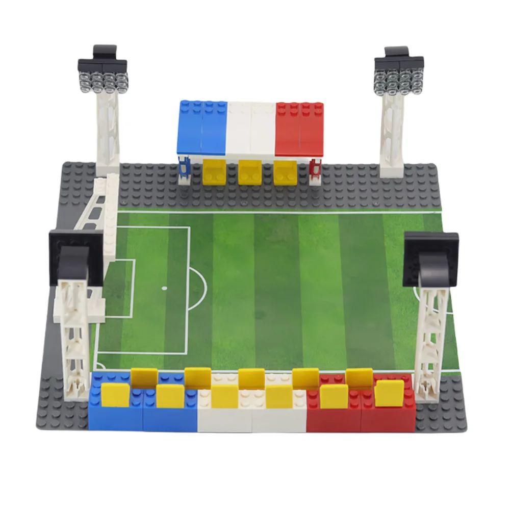 MOC Fußball Stadion DIY Modell Baustein Sportplatz Basis Bord Platte Zusammengebaute Sammeln Ornamente Spielzeug Kleine Ziegel Geschenk
