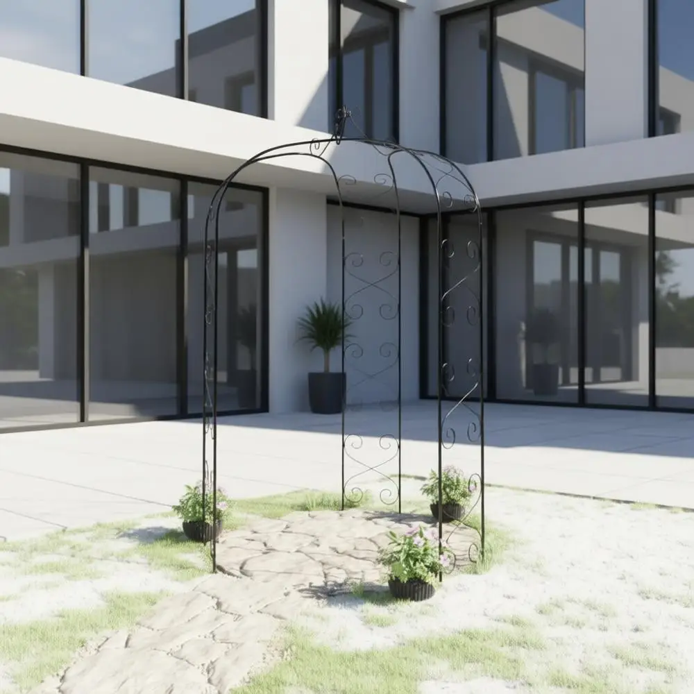 

Garden Arch Black Powder-Coated SteelØ70.9x100.4inDurable,Garden Arches,Trellises, Arbours&Pergolas