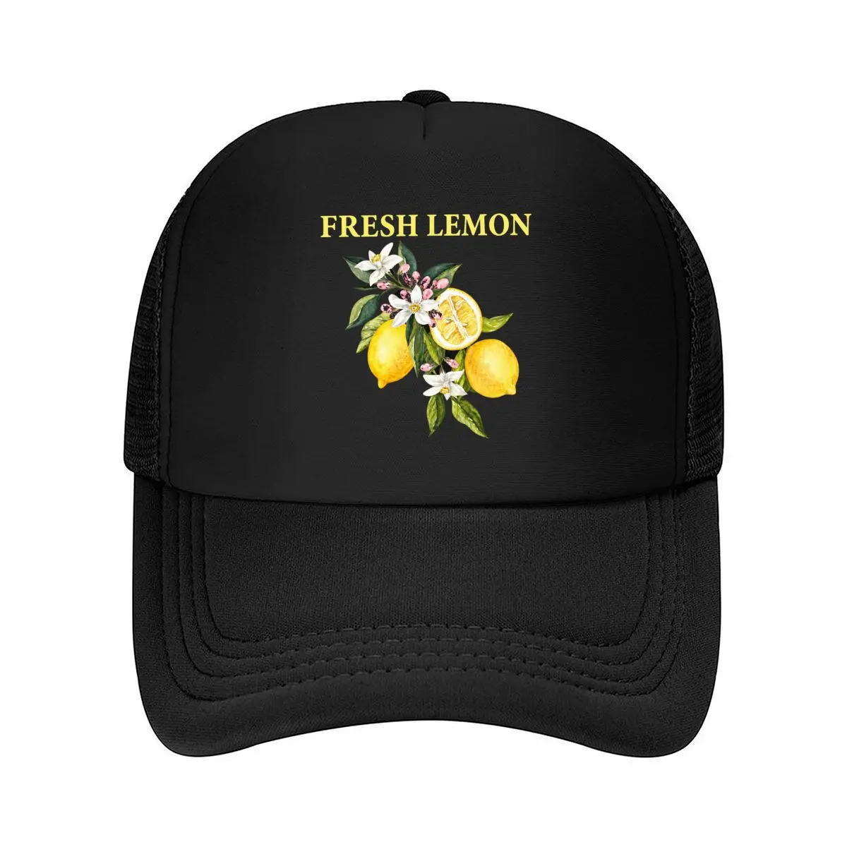 Fresh Lemon Citrus Flowers Botanical Illustration Mesh Baseball Cap Hip Hop