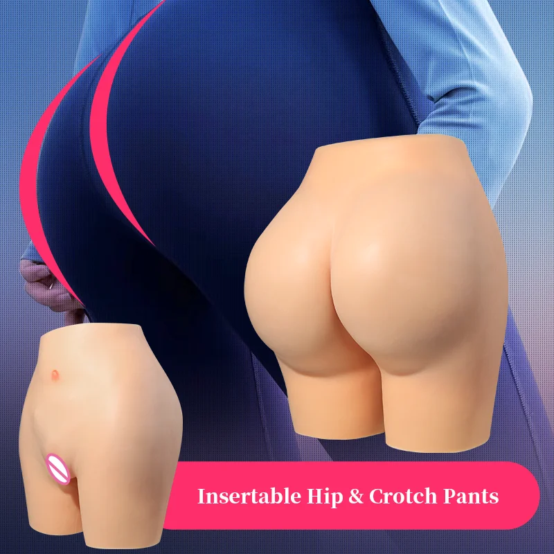 Lervanla Men's Silicone False Vagina Pants Sexy Buttocks 2cm Shemale Cosplay Crossdresser Drag Queen Hip Enhancer Pant 6 Colors