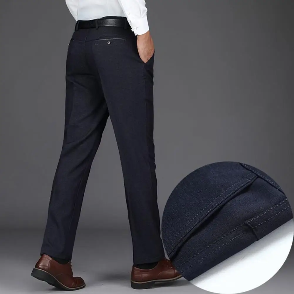 High Quality Autumn Winter Men‘s Suit Pants Dress Pant Business Office Black Blue Elastic Classic Trousers Male Big Size