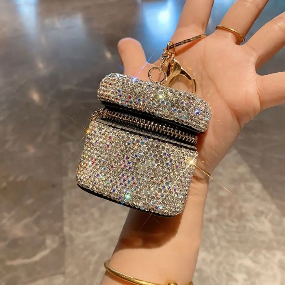 Bling Rhinestone-encrusted Storage Bag Creative Luxury Mini Rhinestone Jewelry Box Silver Minimalistic Necklace Storage Case