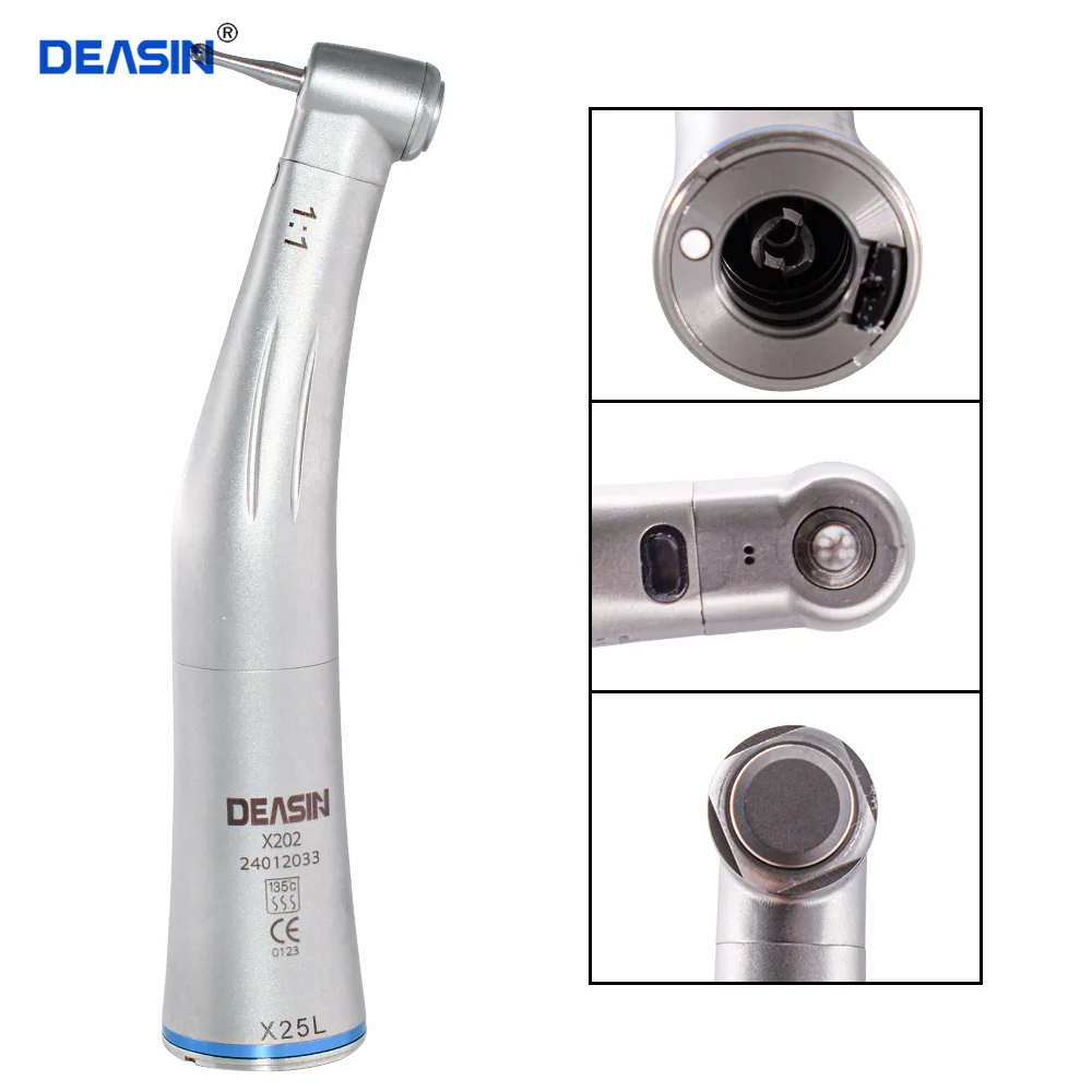 

DEASIN Dental Low Speed Handpiece Fiber Optical Handpiece LED Contra Angle X25L 1:1Dental High Speed Handpiece