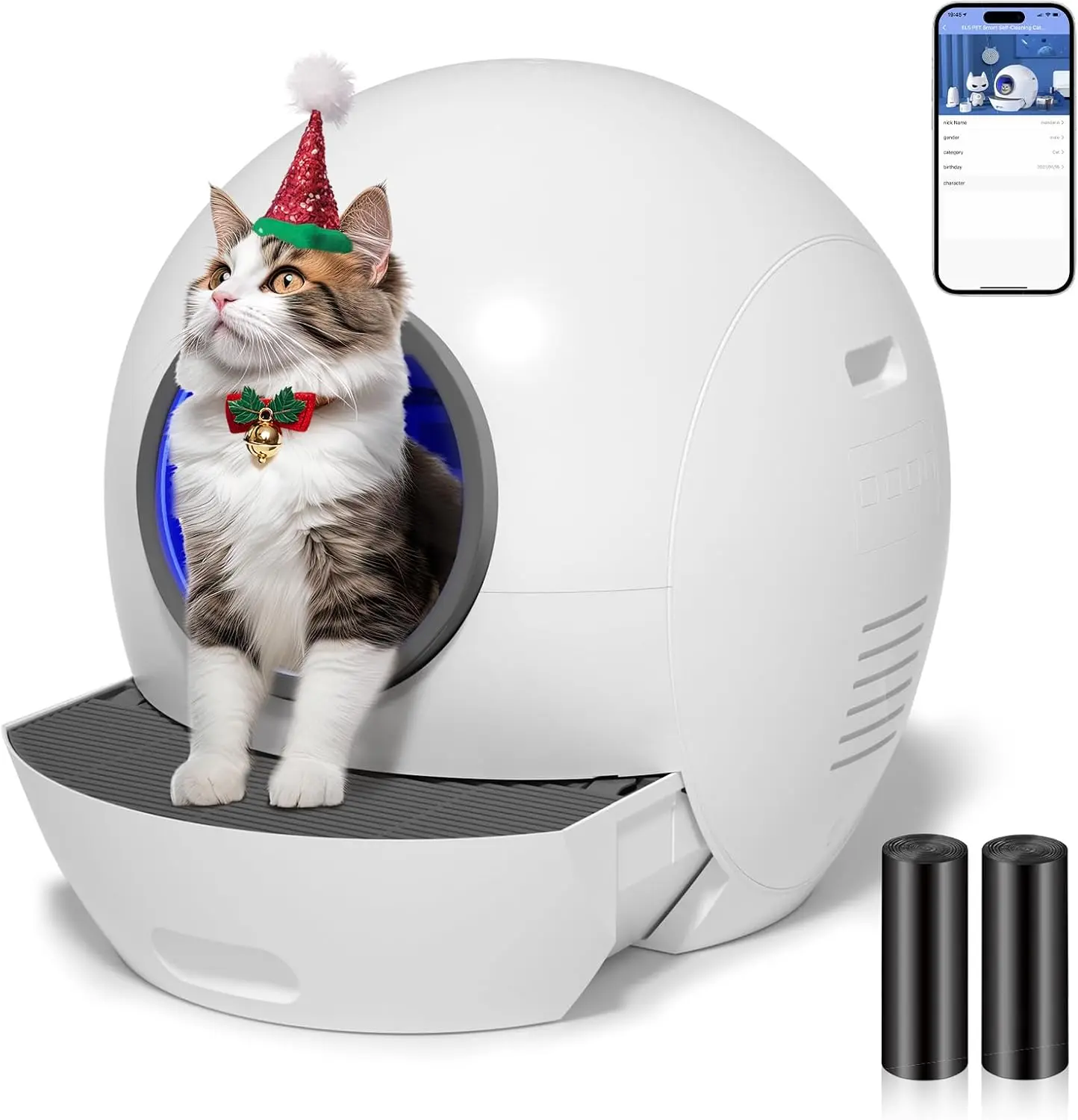 

Automatic Cat Litter Box Self Cleaning Extra Large, Robot Litter Box Self Cleaning App Control/Odor Removal/Safety Protection