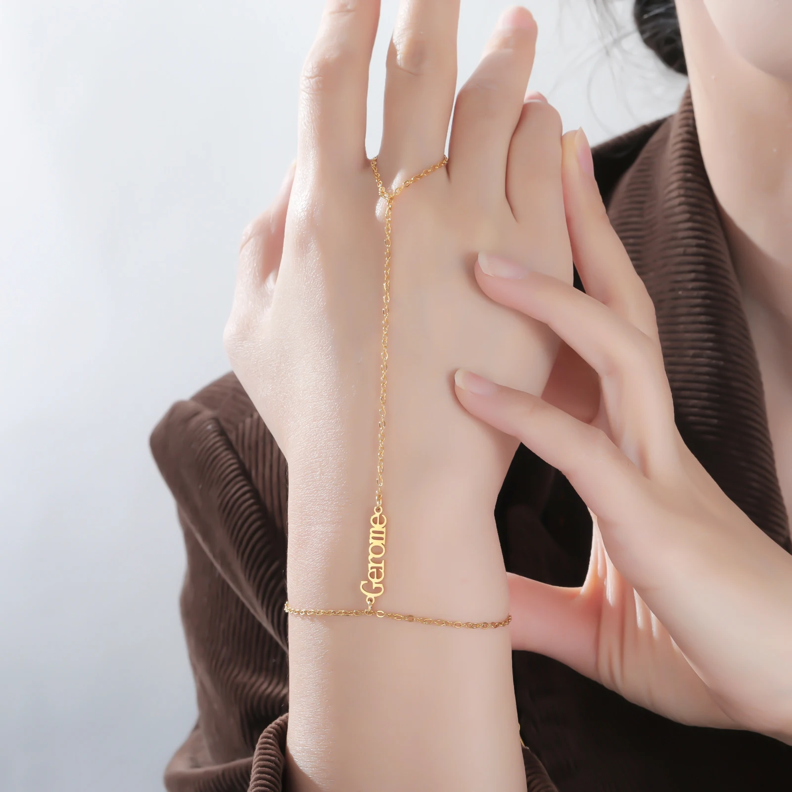 اسم مخصص فنجر سوار النساء الفتيات مجوهرات من صلب لا يصدأ أمي الاتجاه شخصية اسم قلادة عيد ميلاد 2026 هدايا السنة الجديدة #5