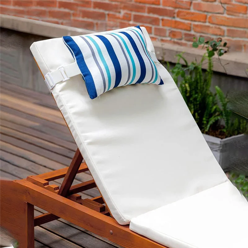 ABWE-2 Pcs Chaise Lounge Head Pillow With Strap Outdoor Waterproof Neck Headrest Pillow With Adjustable Elastic Band
