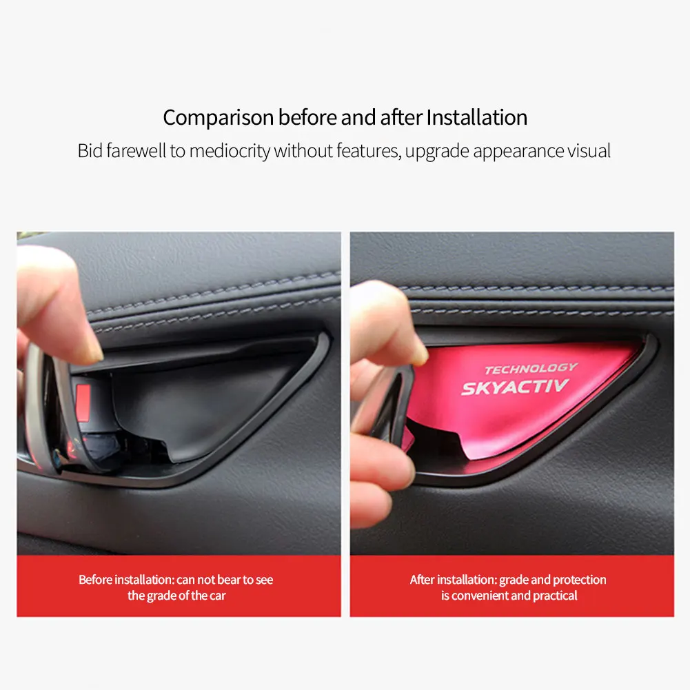 4ps باب السيارة السلطانية غطاء مقبض ملصقات الكسوة الحال بالنسبة لمازدا Skyactiv التكنولوجيا شعار 3 6 CX 5 CX3 اكسسوارات السيارات التصميم