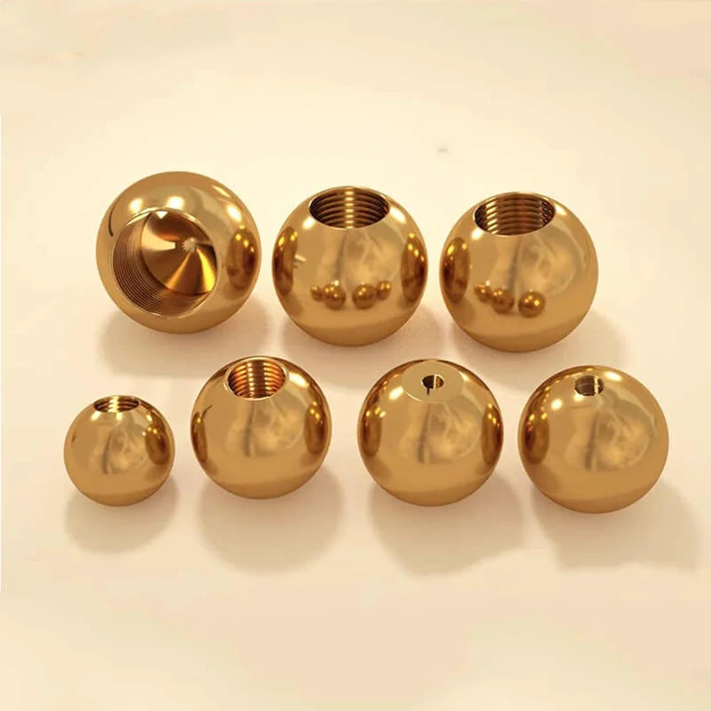 6mm-M3x0.5 ~25mm-M12x1 Brass Thread Balls Solid Half-Hole Pure Copper Ball Blind Hole Thread Ball OD 6/8/10/12/15/16/17/20/25mm