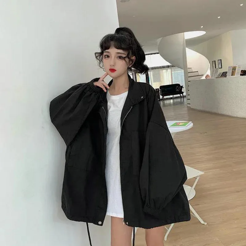 

Basic Jackets Women Loose Autumn Outwears Fashion Korean Harajuku Solid Pockets Chic Females Students Long Sleeve Mujer Chaqueta