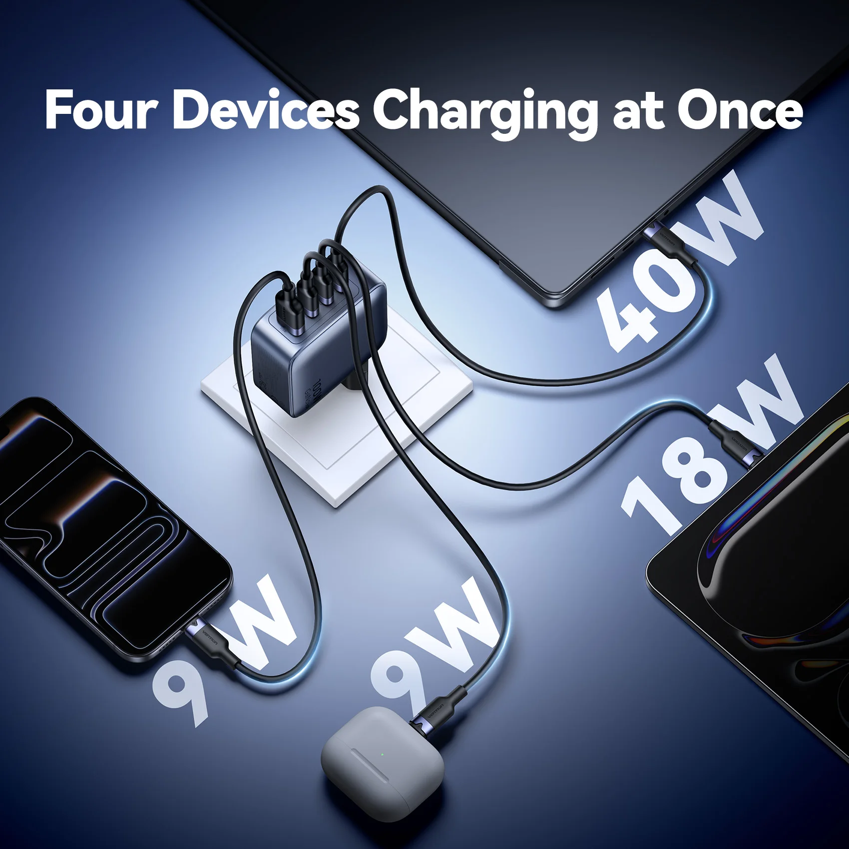 Vention USB Charger 100W GaN Charge for iPhone 16 15 14 PD Fast Charging for iPad Xiaomi Samsung USB Type C Mobile Phone Charger