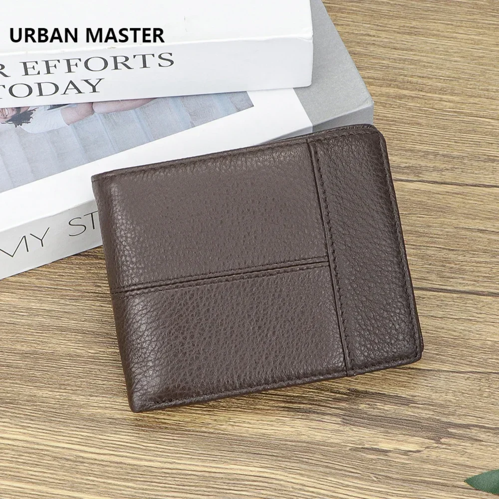 

URBAN MASTER Retro Short Wallets for Men Genuine Leather Large Capacity Card Holder Casual Coin Purse 2213