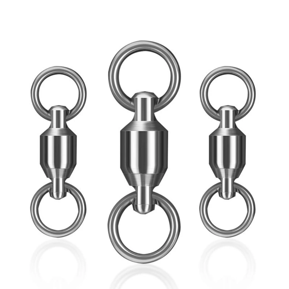 

Fishing Swivel Connector 30pcs Stainless Steel Strong Rolling Swivel Solid Ring Barrel Bearing Fishing Accessories