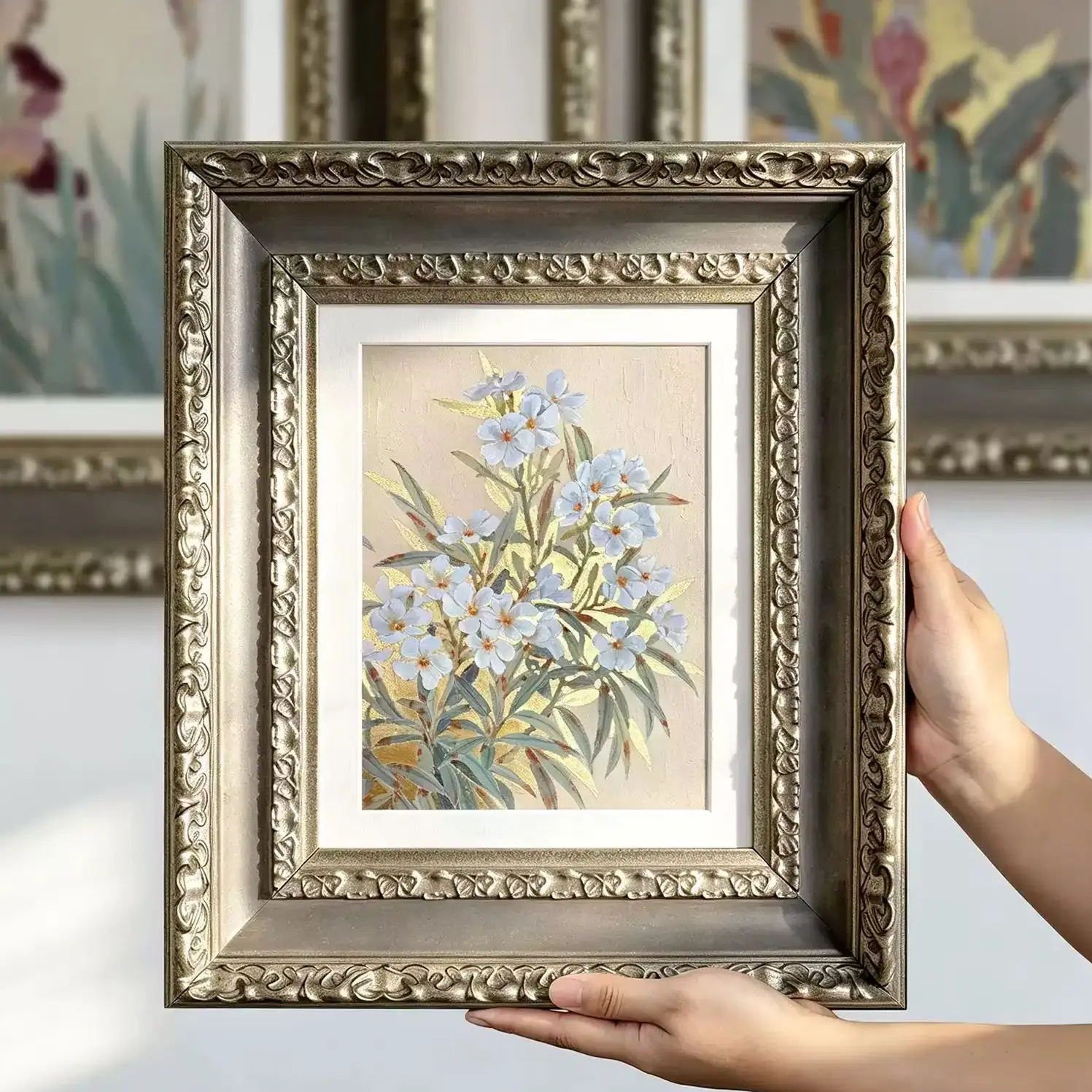 Champagne Gold Ornate Photo Frame Solid Wood Picture Frame Vintage Baroque Art Frame for Oil Painting Canvas Wall Decor