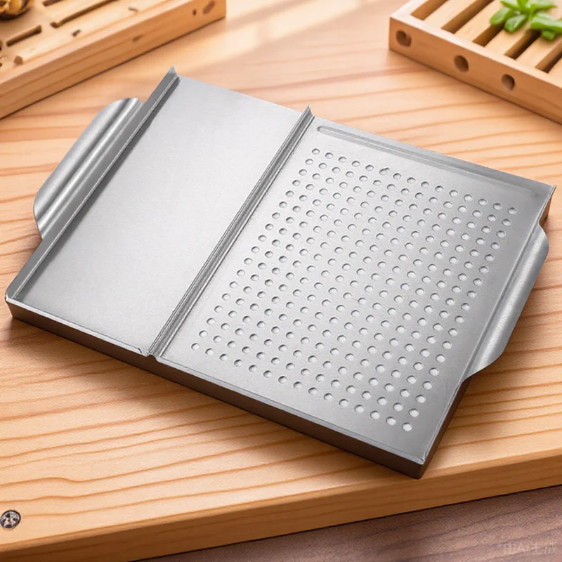 

Square Stainless Steel Grill Plate Non-Stick Surface for Gas Grill Outdoor Bbq Vegetables Fish Chicken Home Kitchen Essential