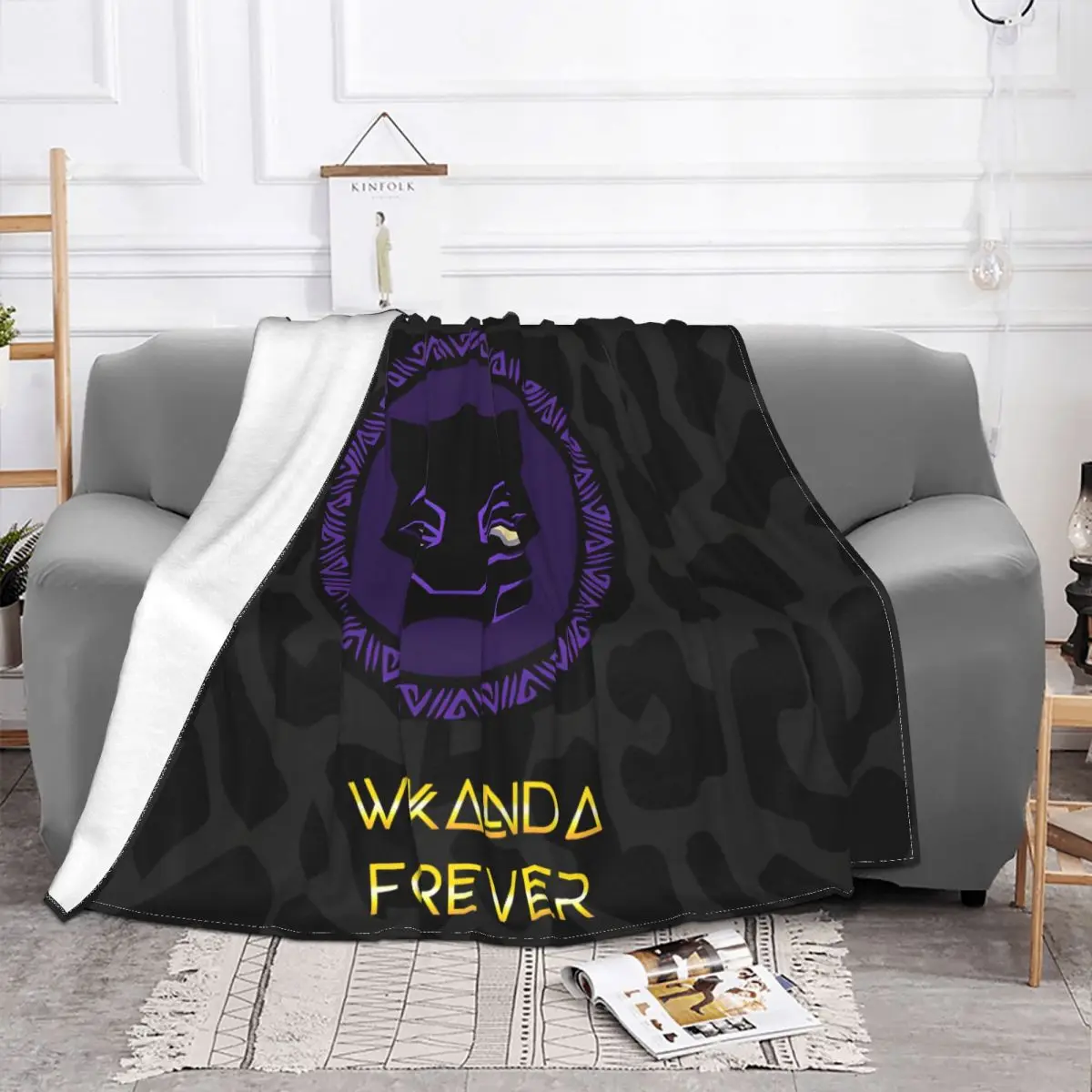 MARVEL Super Hero Black Panther Blanket Velvet All Season Cute Lightweight Throw Blankets For Car Bedspread