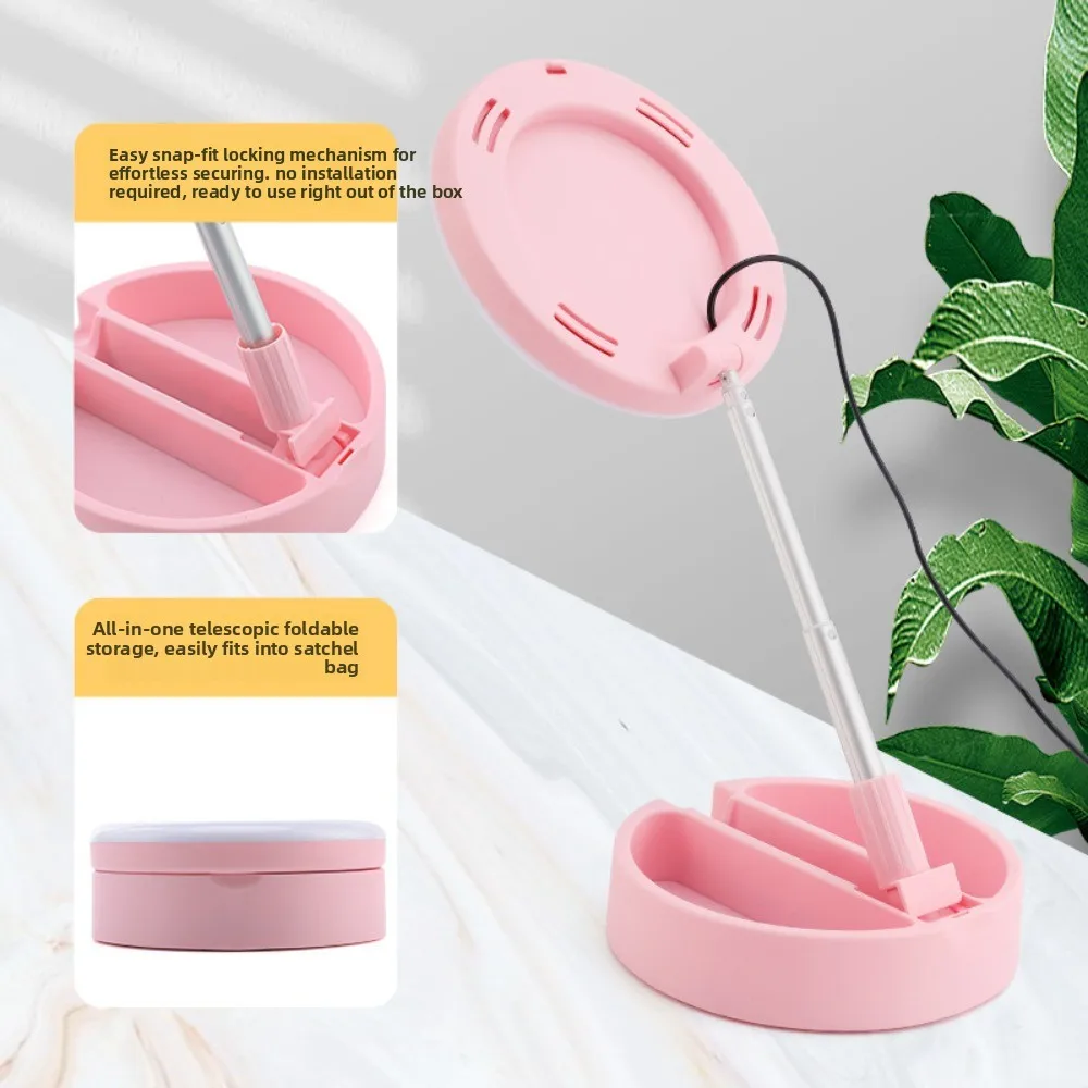 Adjustable Height Makeup Mirror Fill Light Bracket Folding Stable Base Fill Light Phone Stand Portable Universal