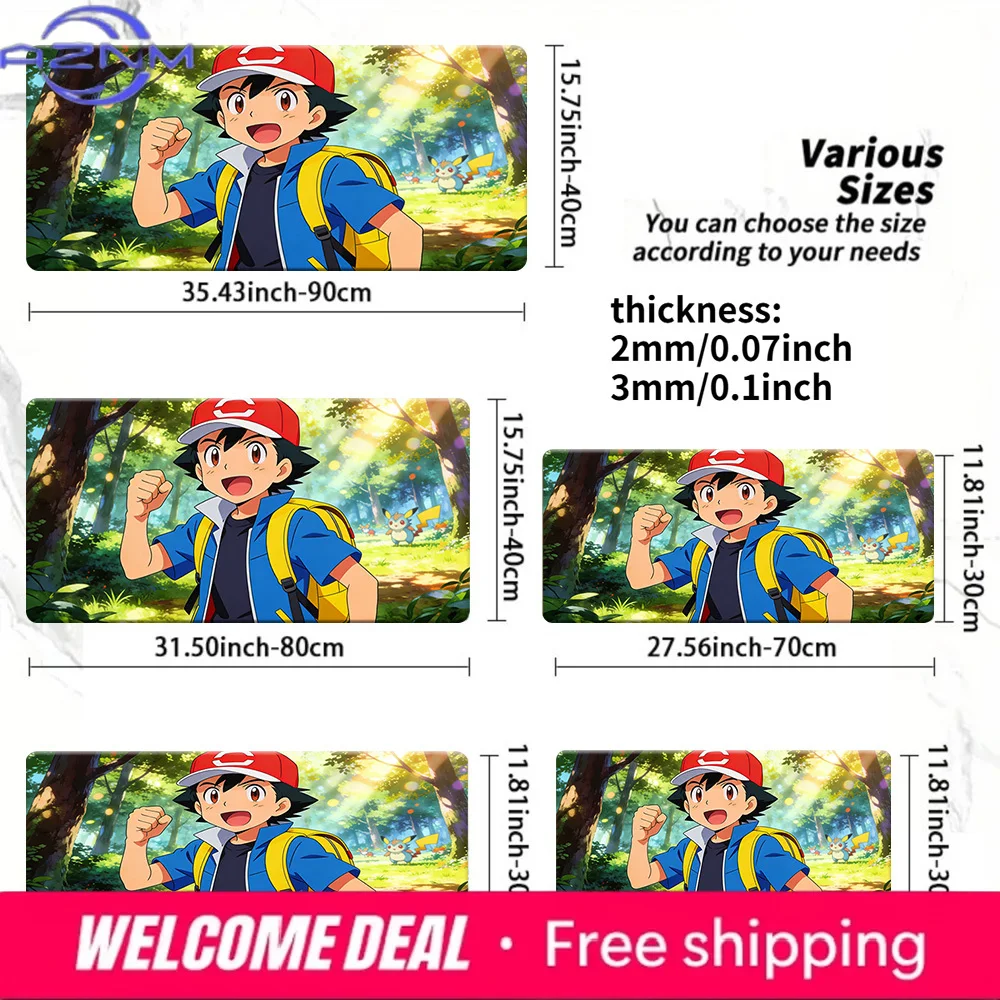 

Ash Ketchum Cheering Forest Gaming Desk Mat Non-Slip Washable Mouse Pad