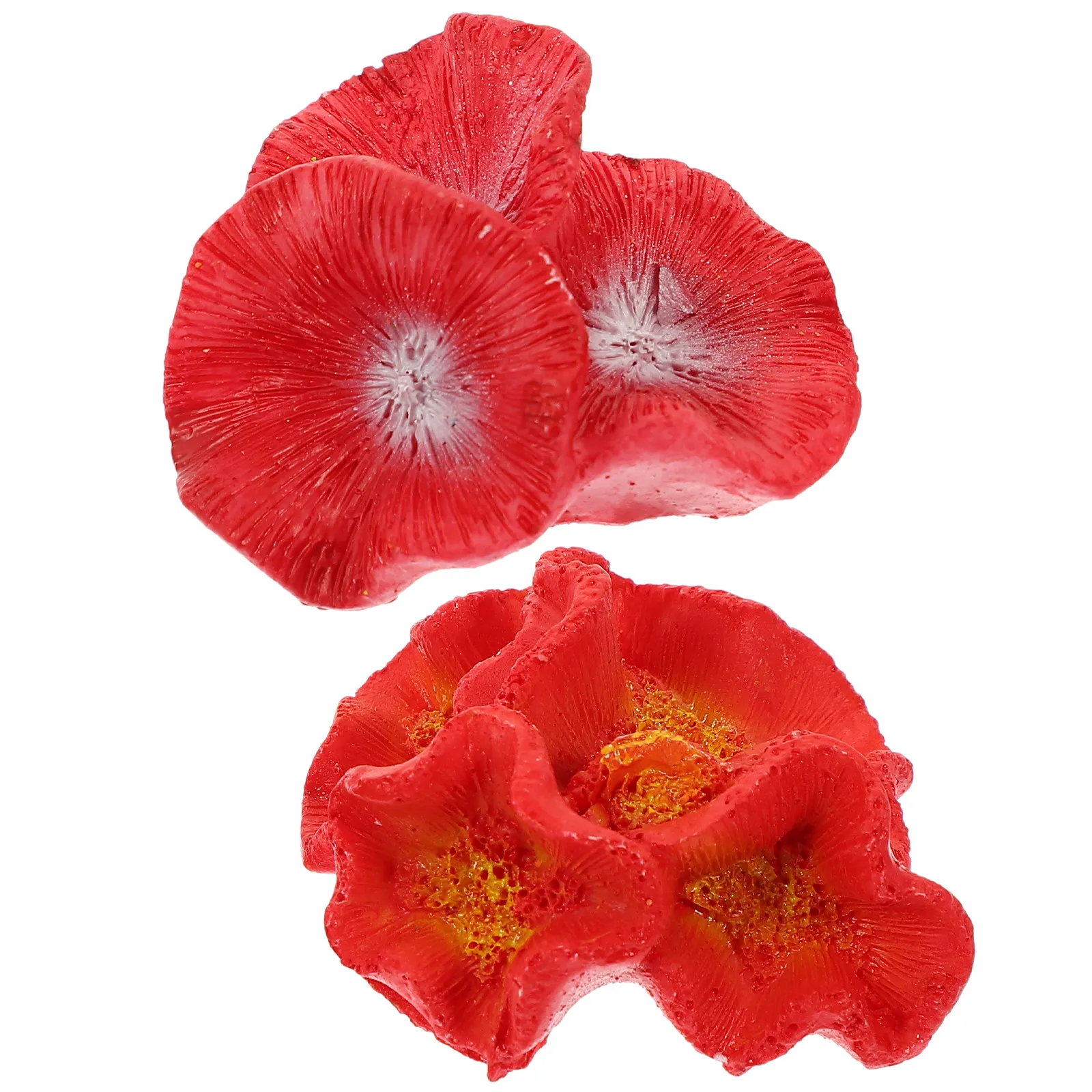 2Pcs Realistic Resin Aquarium Coral Ornament Fish Tank Decoration Natural-Looking Saltwater Freshwater Safe Fish Shrimp Hideout