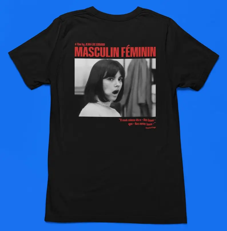 Masculin Feminin Tshirt, Jean Luc Godard, Aesthetic tee, film cult shirt, Movie cult, Nouvelle vague, cinema t-shirt, unisex