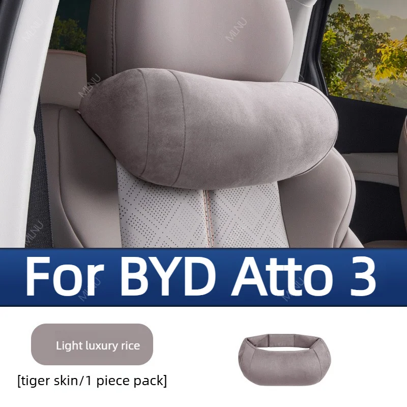 Coussin de nuque pour accessoires BYD Atto 3 (Evo) 2026/2025 – Appuie-tête de voiture ergonomique en Alcantara, doux, respectueux de la peau et résistant à l'usure (2022-2024)