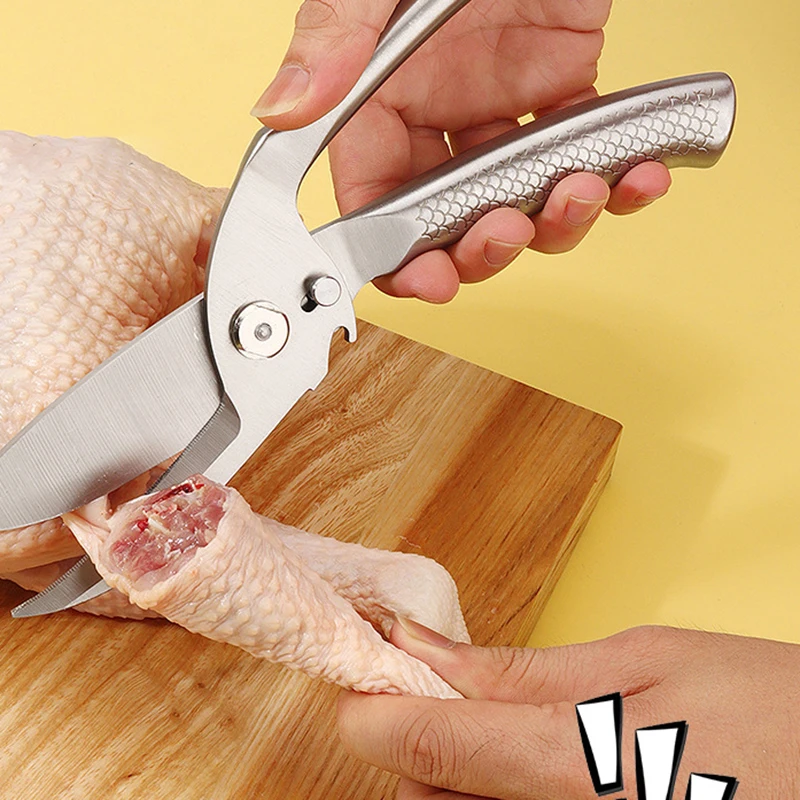Imagem -03 - Cortador Afiado Destacável para Casa Todo o Aço Integrado Multifuncional Peixe Padrão Poderoso Cozinha Osso de Frango Tesoura