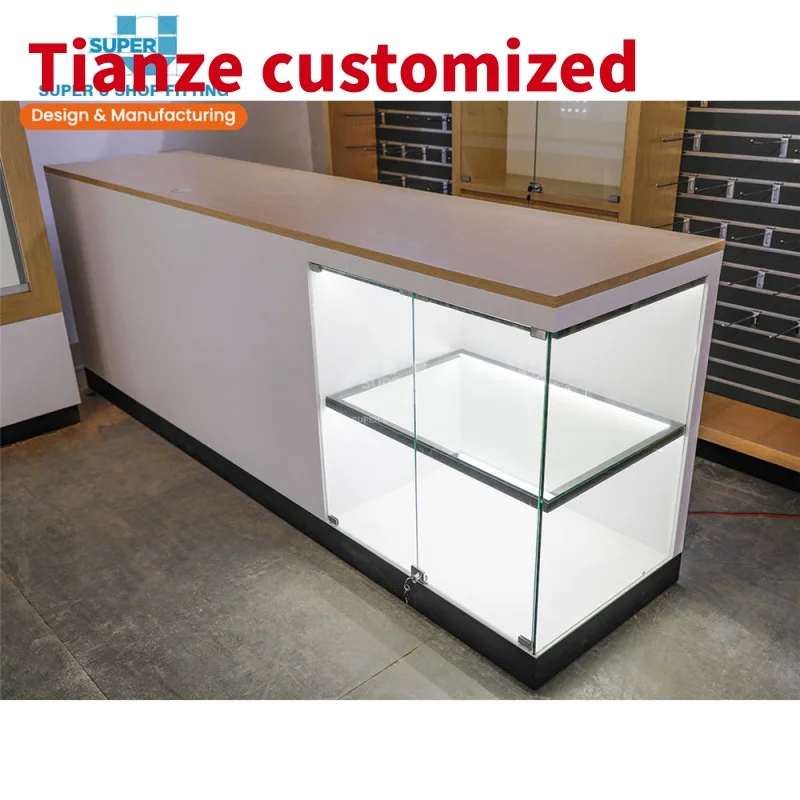 (customized)Reception Desk Modern White Electronic Display Furniture Store Display Fixtures Design Shop Table Cashier Desk Check