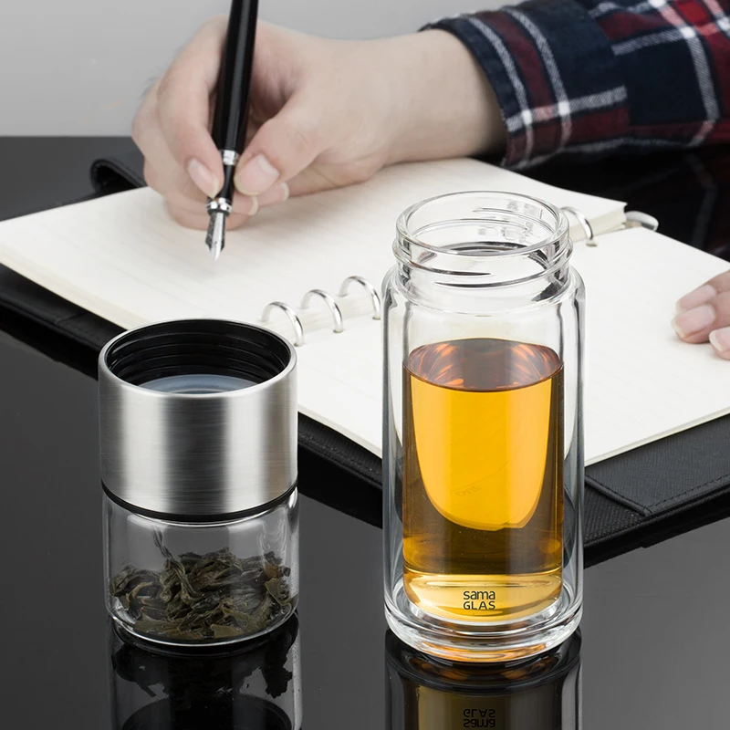 SAMADOYO-Tea Separator, Heat-Resistant Glass Brewing, Tea Filtration, Portable Cup, Outdoor, Travel, Vehicle Water Cup