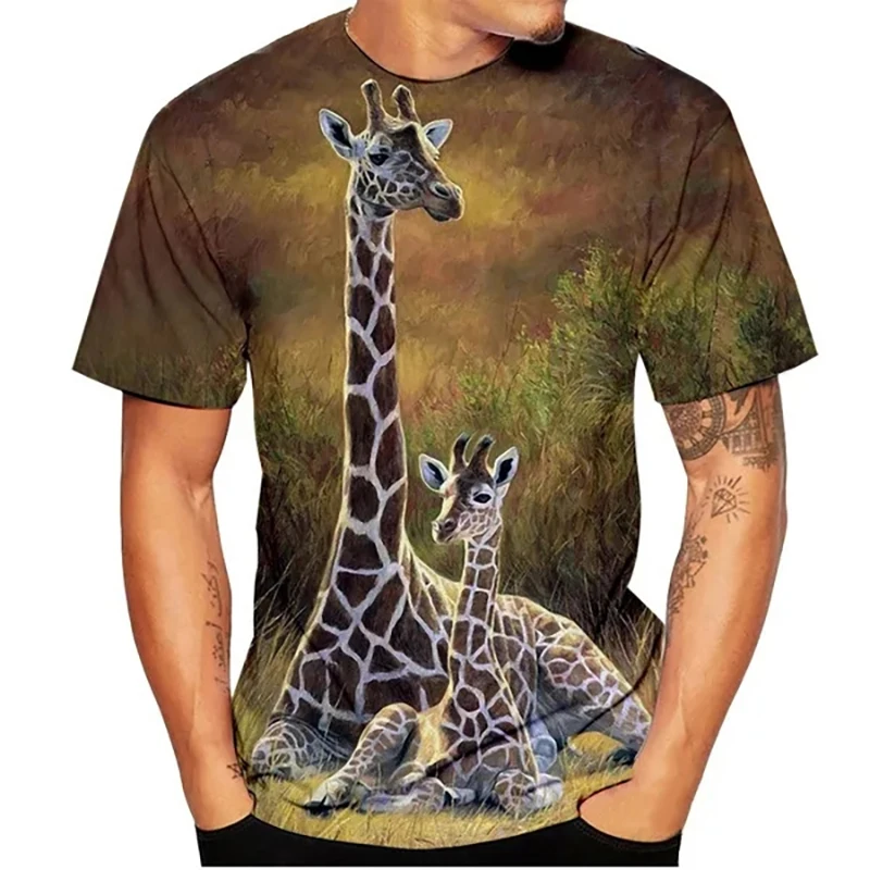 Funny Giraffe 3D Printed T-Shirts Men Women Casual Fashion Streetwear Oversized Short Sleeve T Shirt Kids Tees Tops Man Clothing