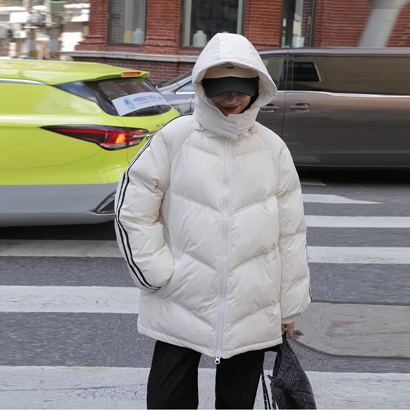 

Elegant Hooded Women Parkas 2022 Winter Fashion Solid Long Sleeve Thick Warm Cotton Padded Jackets Ladies Casual Loose Down Coat