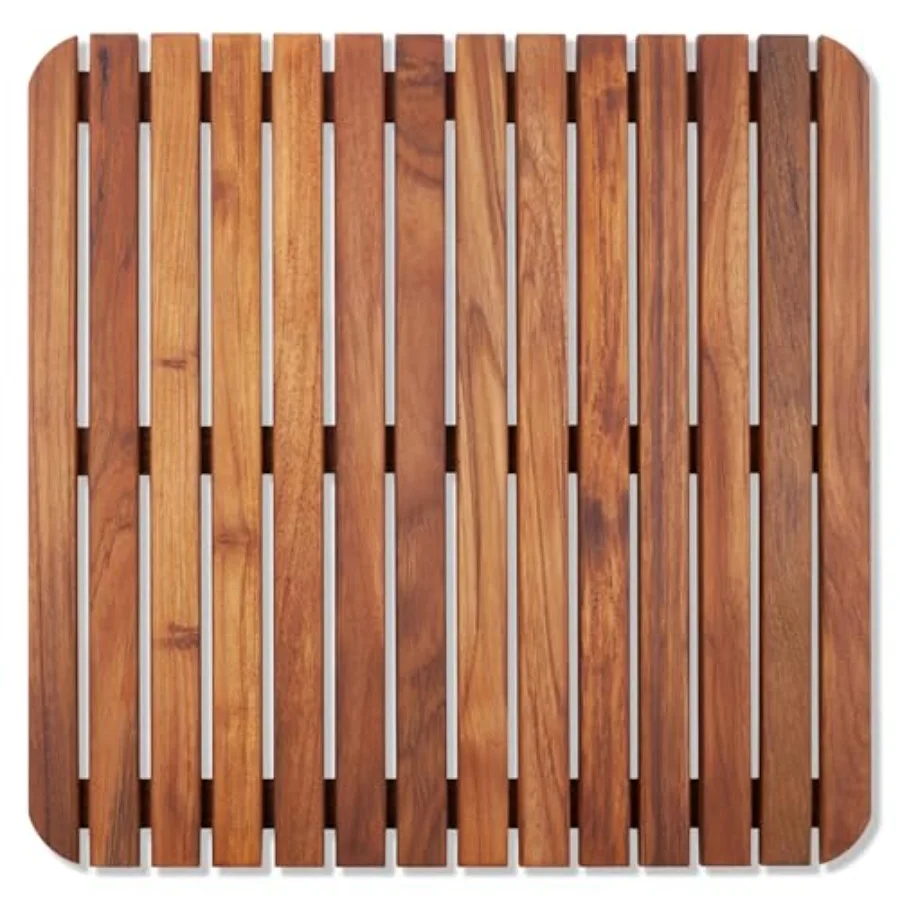 

Nordic Style Premium Teak Shower + Bath Mat for Indoor + Outdoor Use Non-Slip Wooden Platform for Spa Sauna Shower Pool Bath Ho