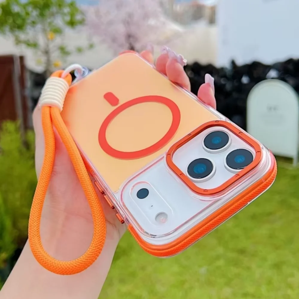 Tali Magnetik Laser Gradient Untuk Casing Magsafe untuk iPhone 17 Pro Max Air 16e 15 14 Plus 13 12 11 Pro Casing Ponsel Akrilik Transparan