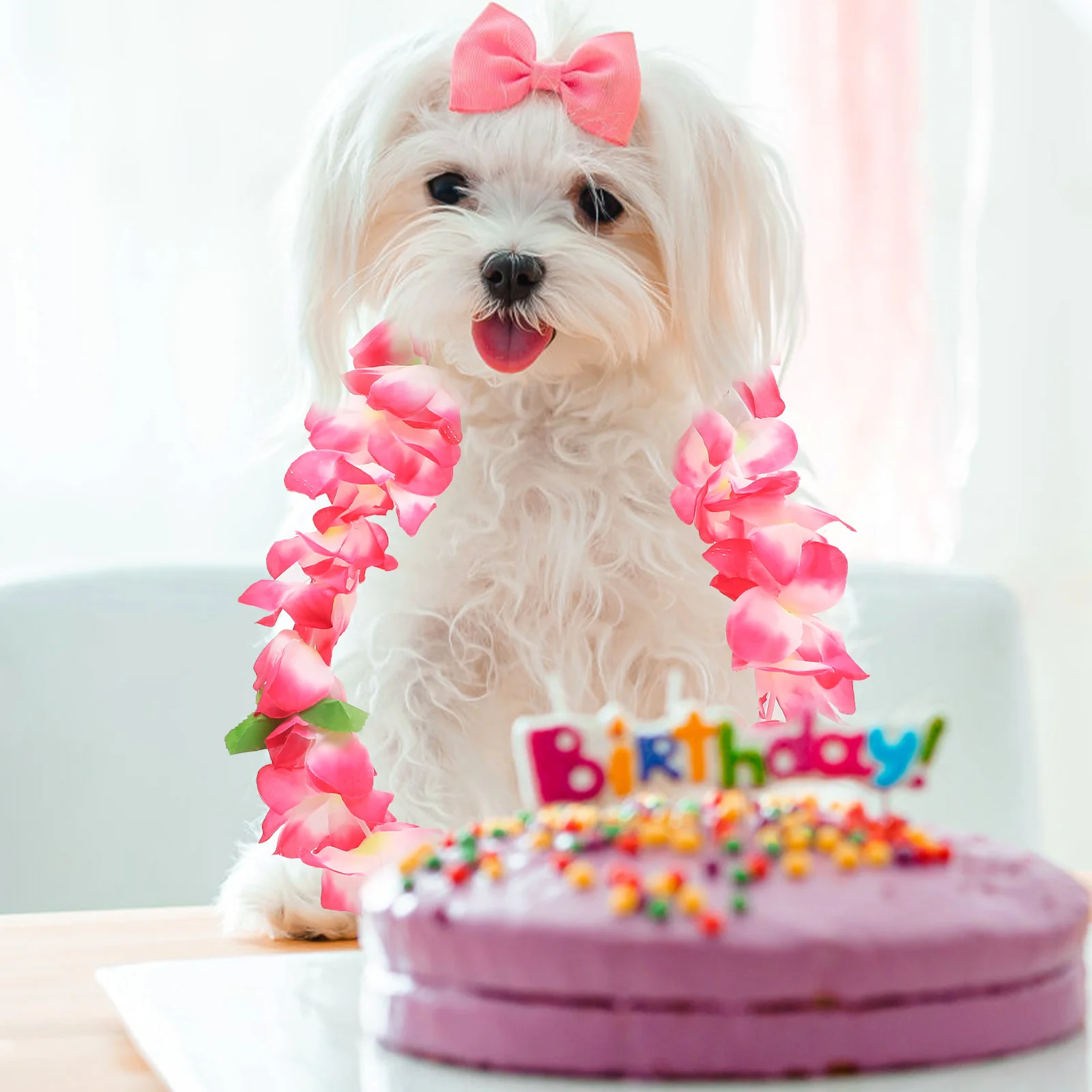 

3Pcs Hawaiian Leis Garland Artificial Flower Loop Pink Blue Yellow Tropical Pet Costume Party Accessory Hawaiian Leis Loop