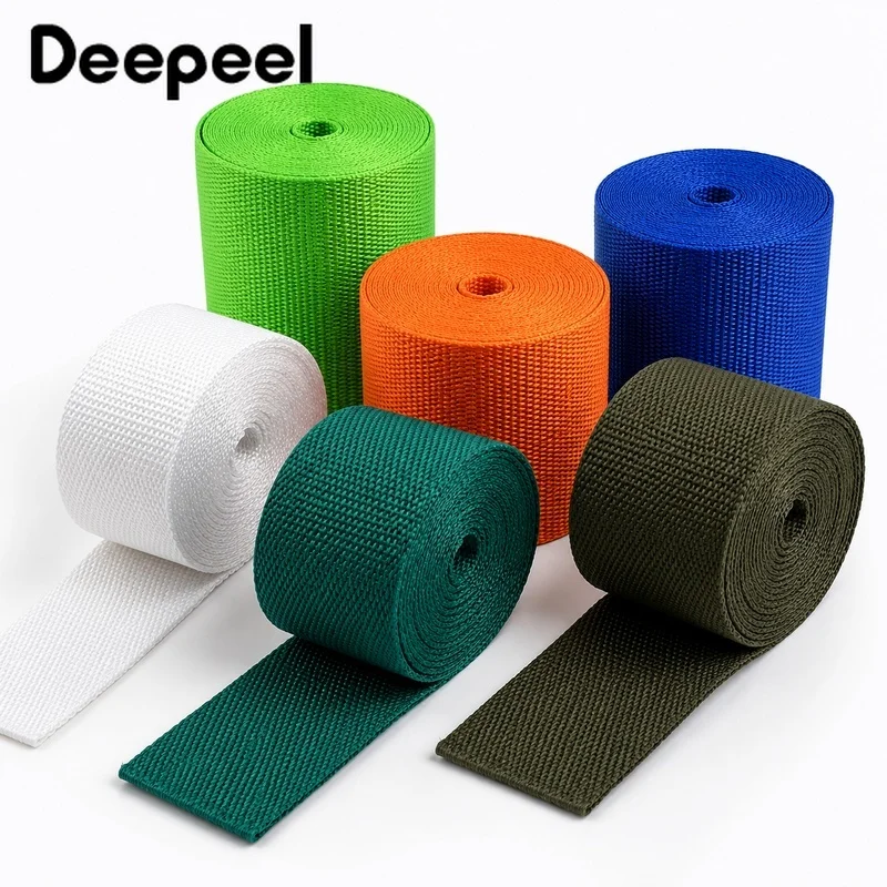 10M 20-50mm Polypropylene Webbing Strap 1.1mm Thick Double Face Ribbon for Backpack Belt Pet Collar Outdoor Gear Sewing Crafts