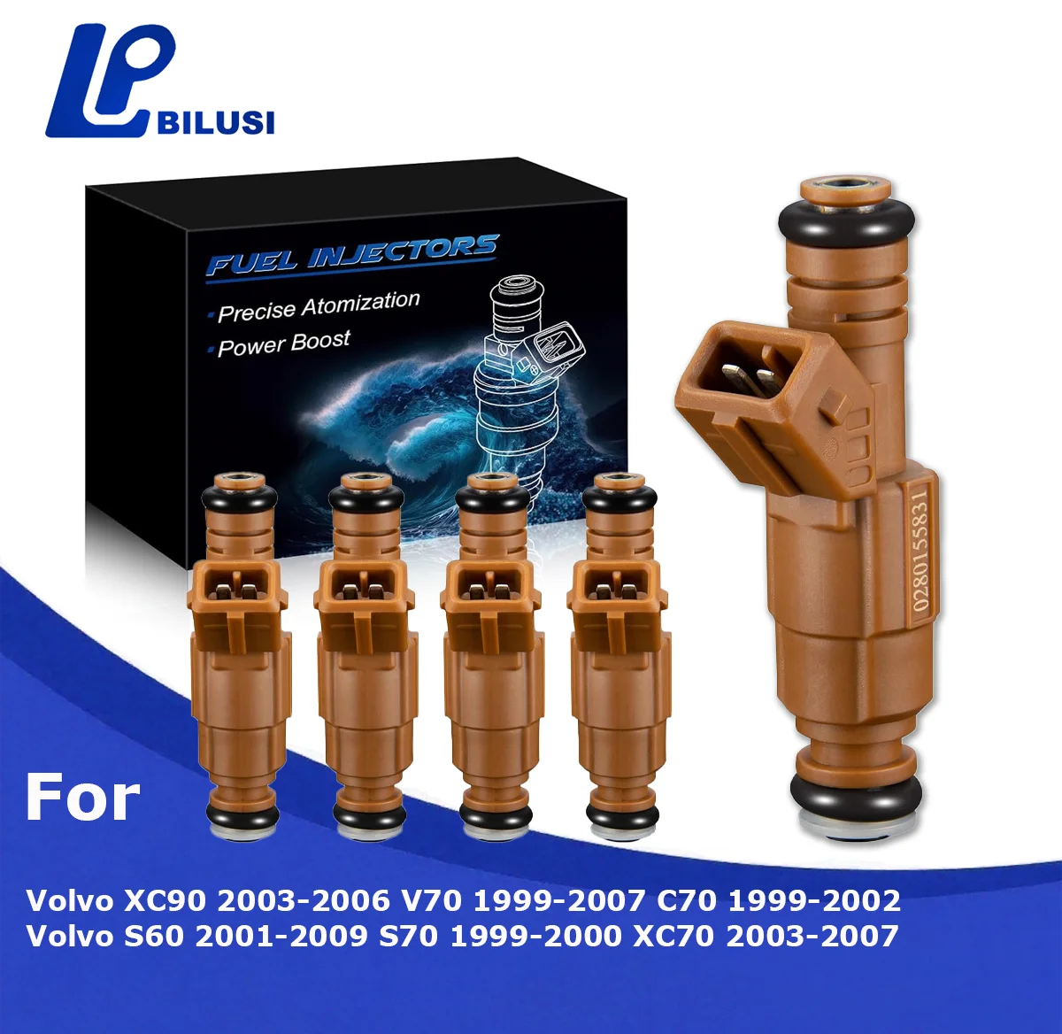 

Bilusi 0280155831 2.5L 2.4L Fuel Injectors For Volvo XC90 2003-2006 V70 1999-2007 C70 1999-2002 S60 2001-2009 FJ669 91863400