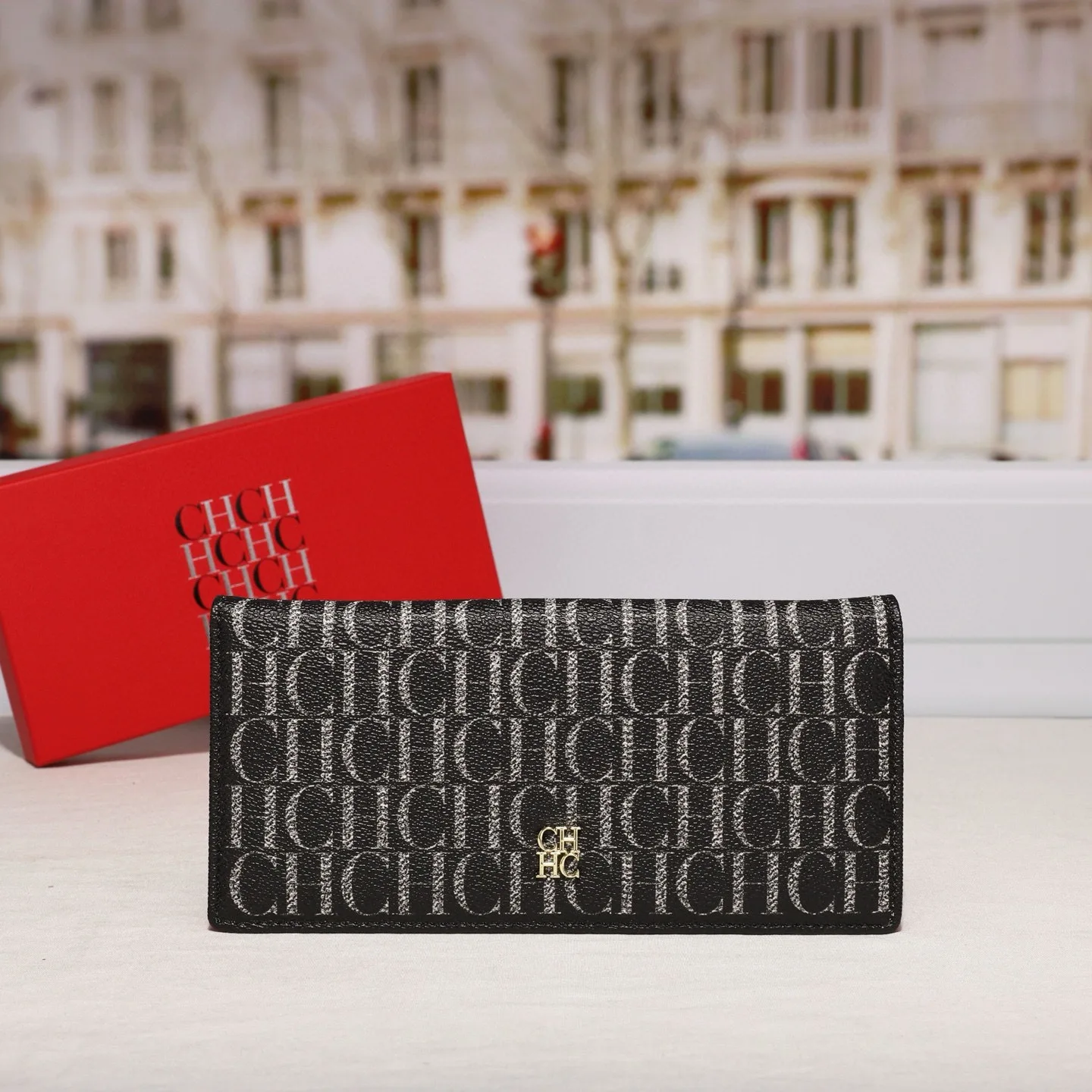 

2026 New CH Fashion Printed Long Wallet Genuine Leather Texture Double Fold Unisex Card Cash Purse