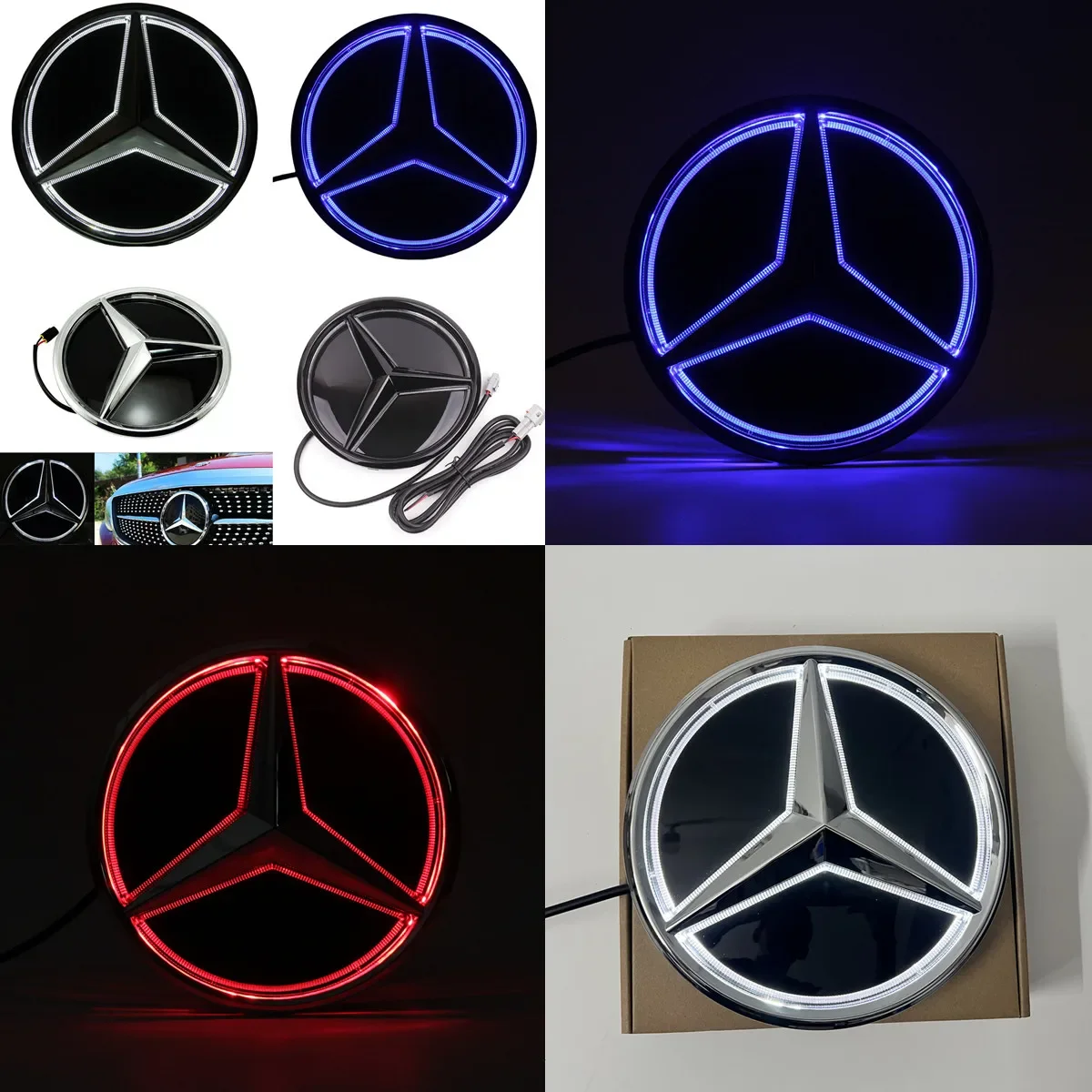 

LED Grill Badge 3D Mirror Front Embelm For Mercedes W205 W212 W213 W204 ML W166 CLA C117 W176 W177 C W204 E GLK X204 GLA GLC GLE