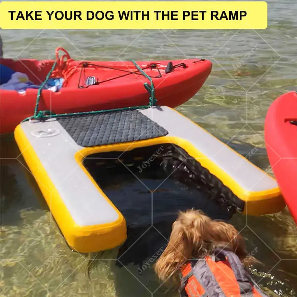 High Quality Inflatable Drop-Stitch Fabric Dog Water Ramp Non-Slip EVA Mat Outdoor Pool Dock For Dog Swimming