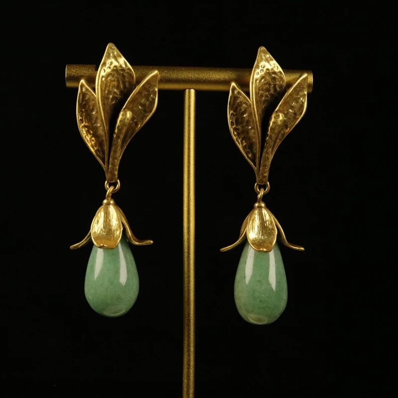 Green White Stone Vintage Earrings Stud Summer Accessories Pendientes For Female