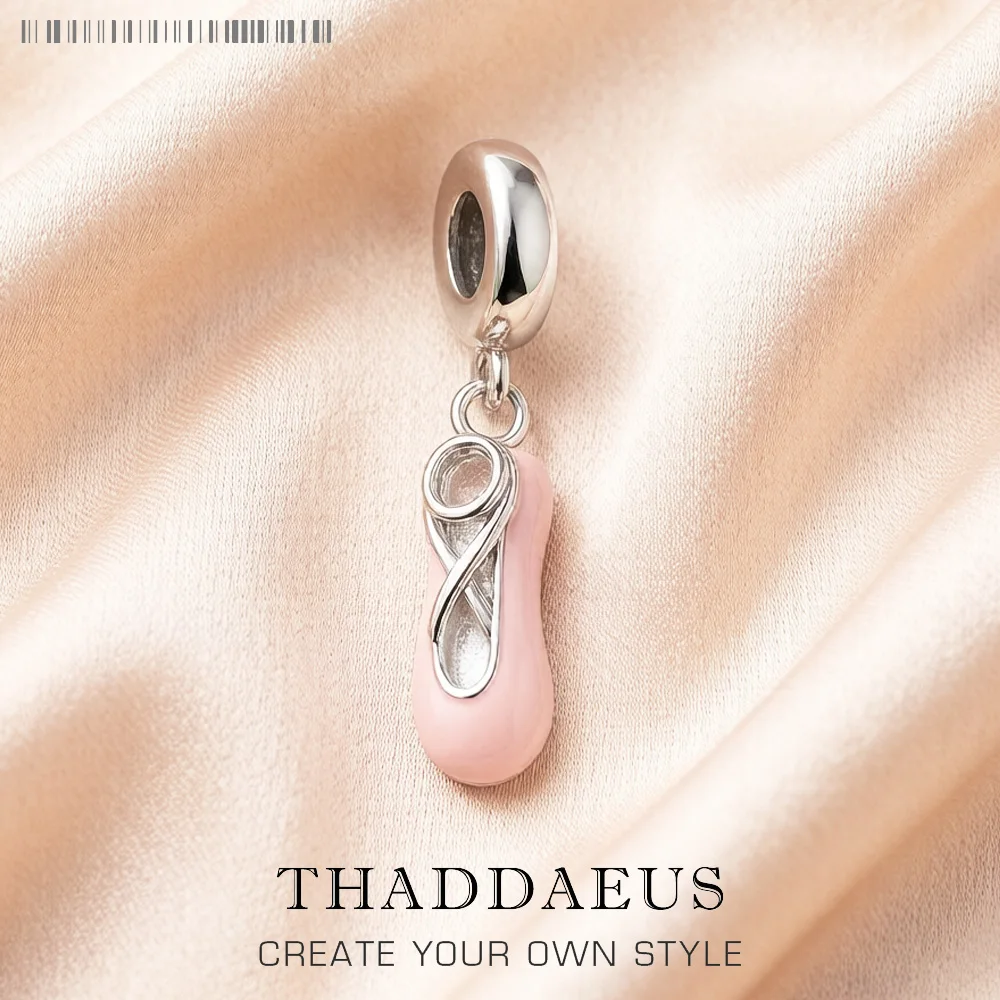 

Dangle Charm Pendant Pink Ballet Shoe Europe Club Fine Jewelry For Women Summer Trendy Gift In 925 Sterling Silver