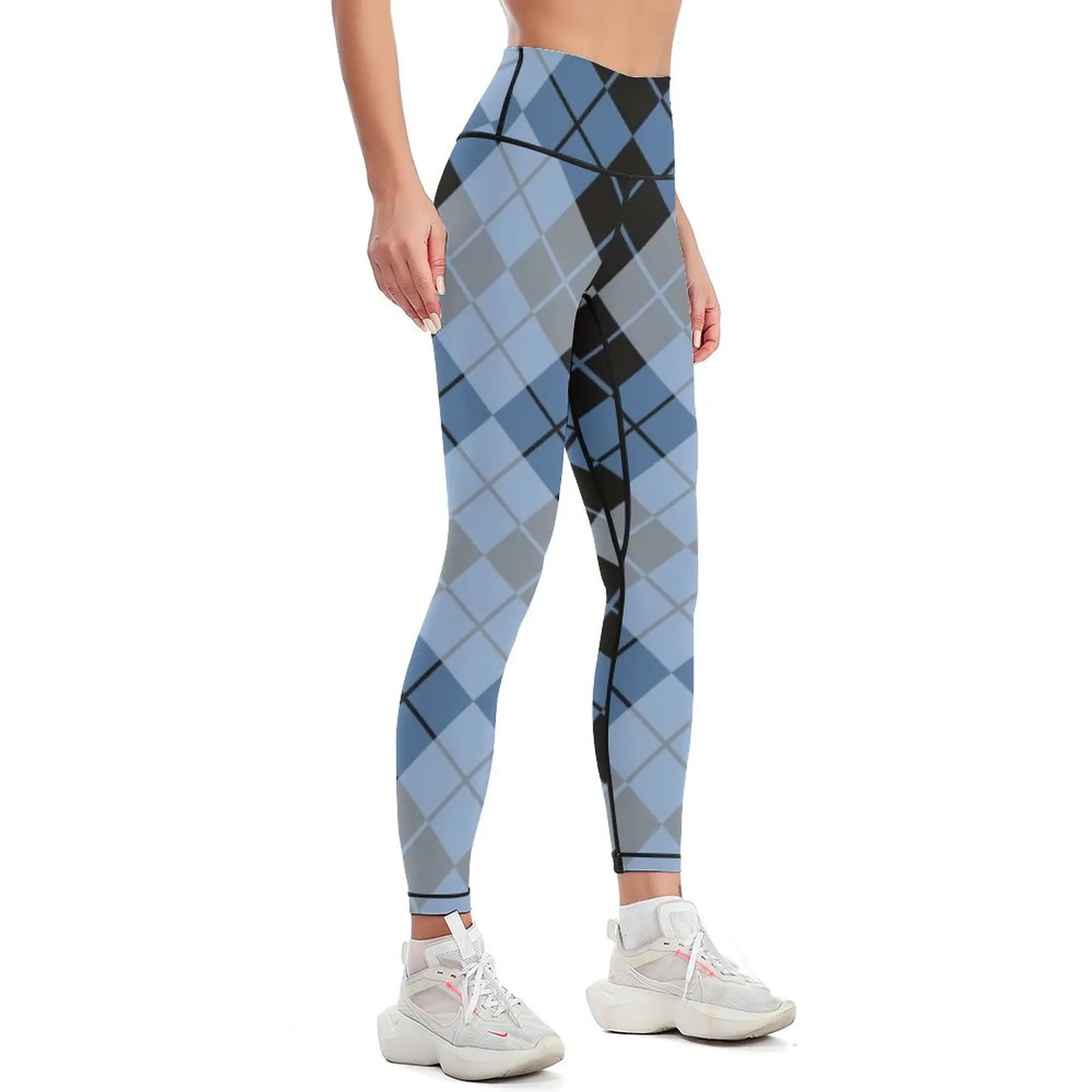 Blue Argyle Leggings sporty woman gym Women sports Womens Leggings