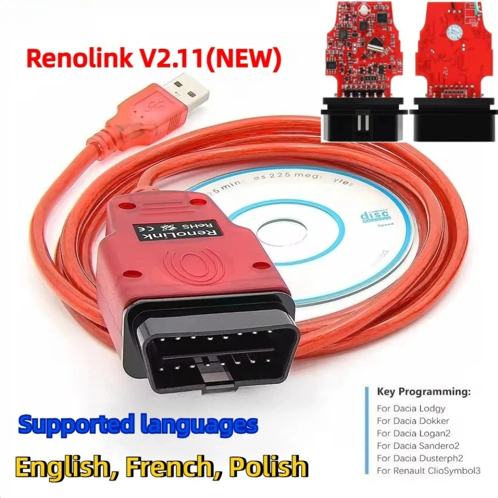 Renolink V2.11 for Renault ECU Programmer Key IM-MO Coding OBD2 USB Diagnostic Air-bag Reset ECM UCH K/M Flash Data Auto Tool