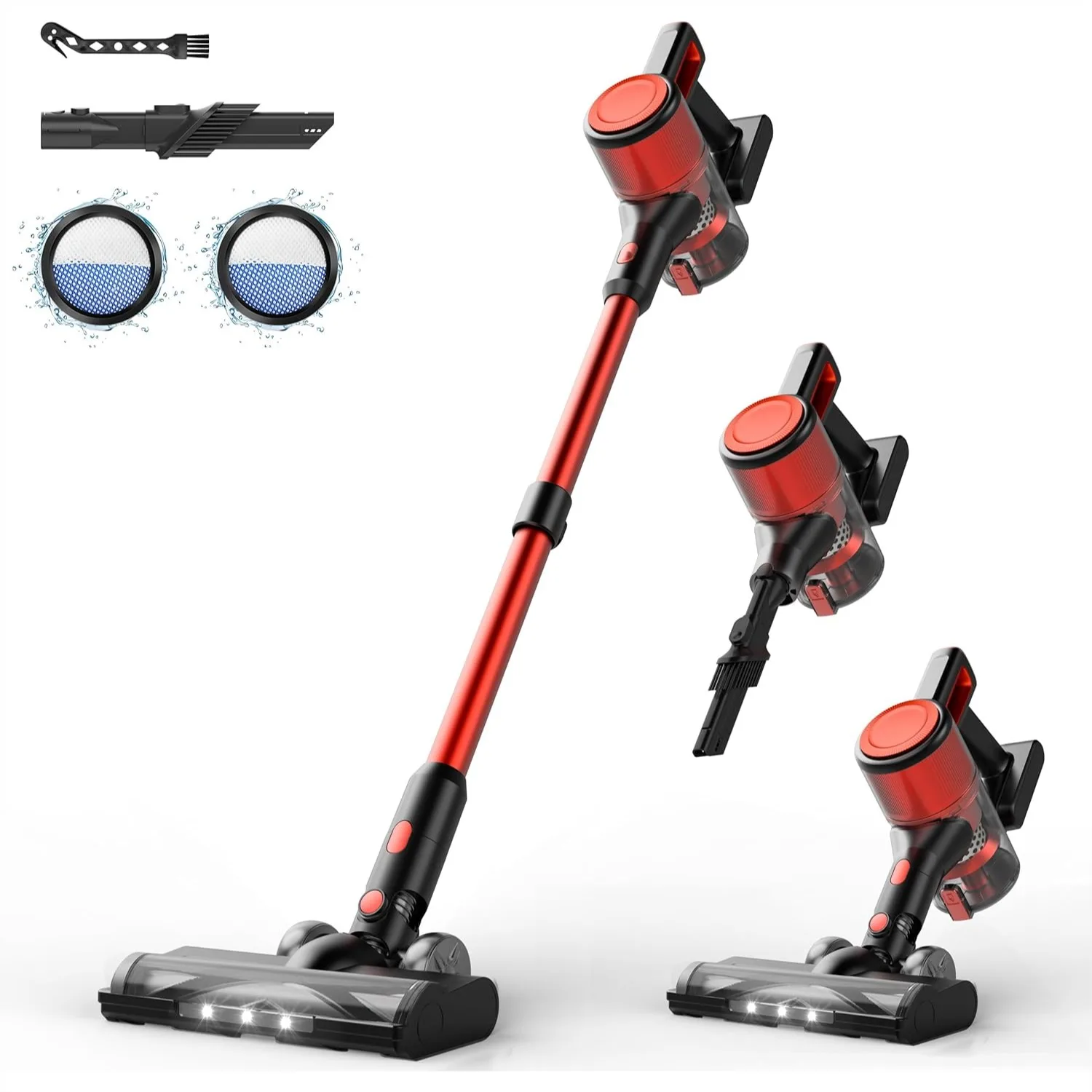 

Cordless Vacuum Cleaner for Home, Lightweight Stick Vacuum with Rechargeable Battery, 45Mins Runtime, 8 in 1 Handheld for Hard