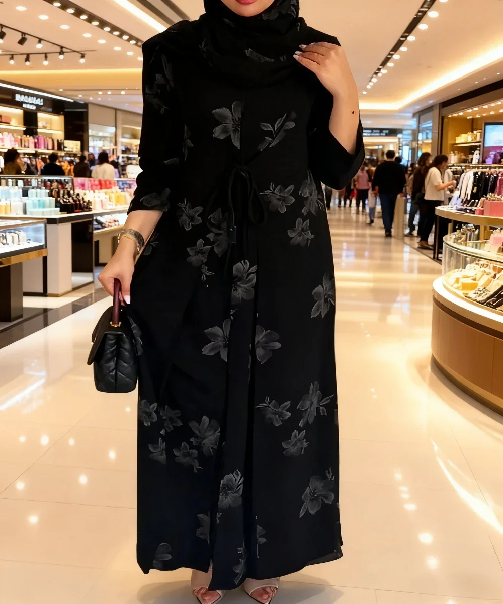 Eid Women Abaya Cardigan Open Dress Muslim Elegant Trench Dubai Vestidos Largos Kaftan Arab Robe Party Caftan Jalabiya Ramadan