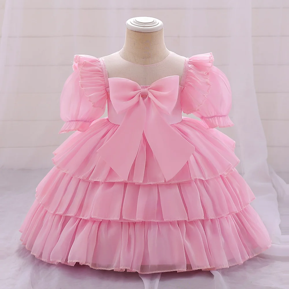 

Toddler Girl Lolita Princess Dresses Baby Kids Big Bow Birthday Party Prom Gown Infant Tulle Puffy Pageant Costumes Baby Clothes