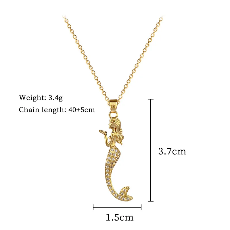 Creative Stainless Steel Chain Classic Mermaid Pendant Necklace for Women Lady Vintage Jewelry Daily Party Accessories Gifts